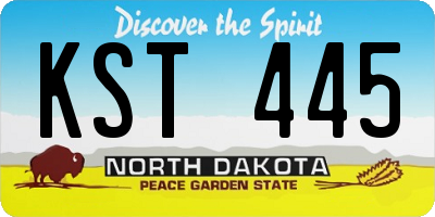 ND license plate KST445