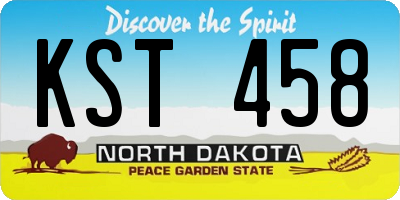 ND license plate KST458