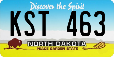 ND license plate KST463