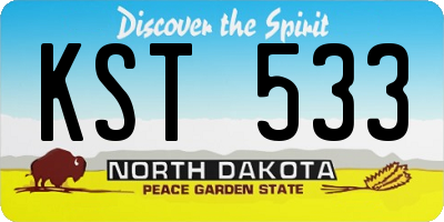ND license plate KST533