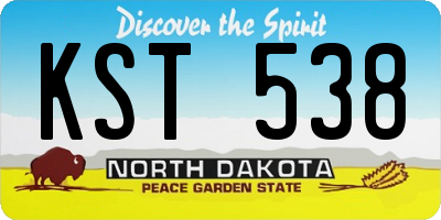ND license plate KST538