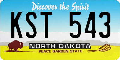 ND license plate KST543