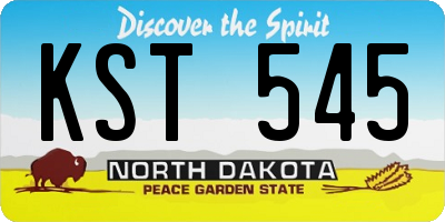 ND license plate KST545