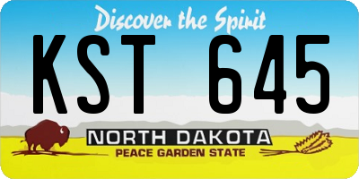 ND license plate KST645