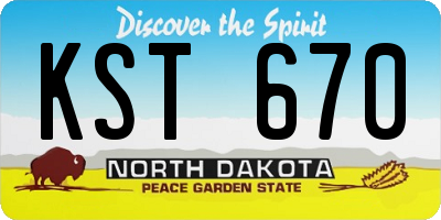 ND license plate KST670