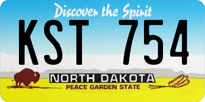 ND license plate KST754