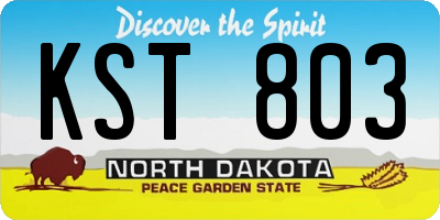 ND license plate KST803