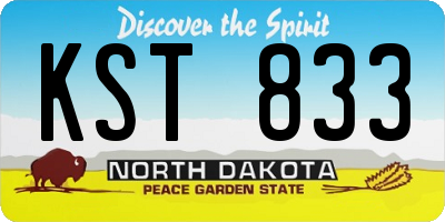 ND license plate KST833