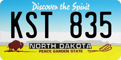 ND license plate KST835
