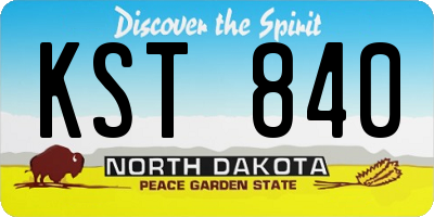 ND license plate KST840