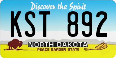 ND license plate KST892