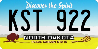 ND license plate KST922
