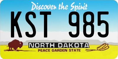ND license plate KST985