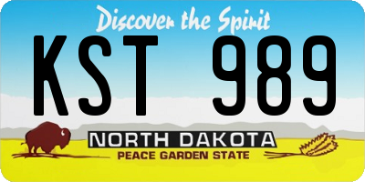 ND license plate KST989