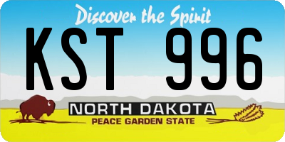 ND license plate KST996