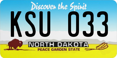 ND license plate KSU033