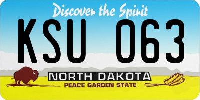 ND license plate KSU063
