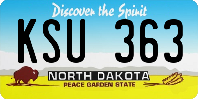ND license plate KSU363
