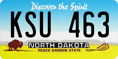 ND license plate KSU463