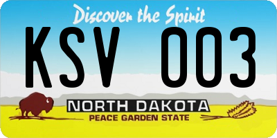 ND license plate KSV003