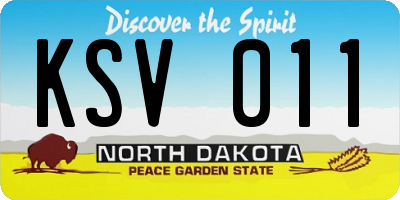 ND license plate KSV011