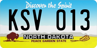 ND license plate KSV013