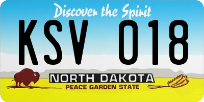 ND license plate KSV018