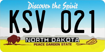 ND license plate KSV021