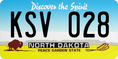 ND license plate KSV028