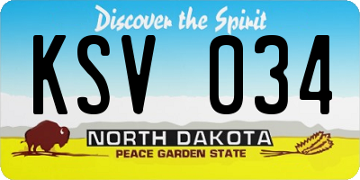 ND license plate KSV034