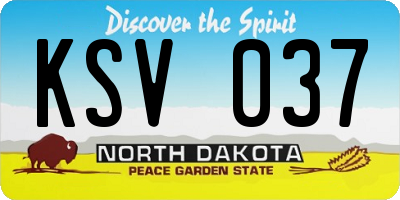 ND license plate KSV037