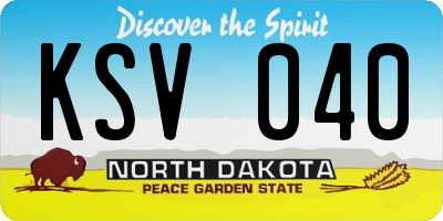 ND license plate KSV040