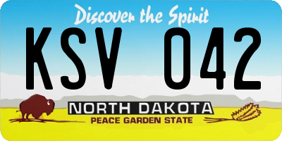 ND license plate KSV042