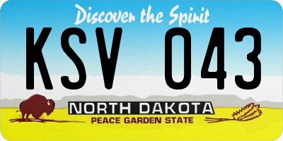 ND license plate KSV043