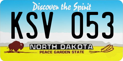 ND license plate KSV053