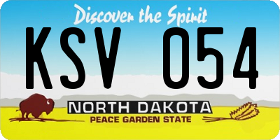 ND license plate KSV054