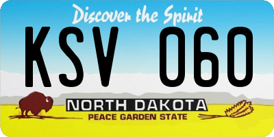ND license plate KSV060