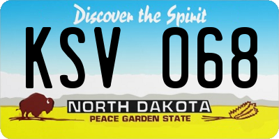 ND license plate KSV068