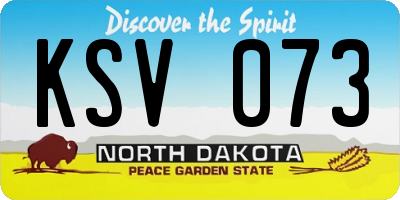 ND license plate KSV073