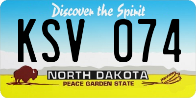 ND license plate KSV074