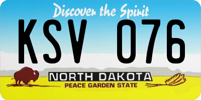 ND license plate KSV076