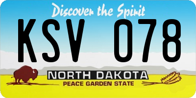 ND license plate KSV078