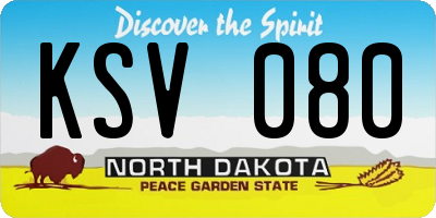 ND license plate KSV080