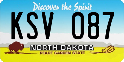 ND license plate KSV087