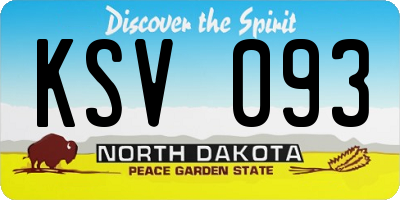 ND license plate KSV093