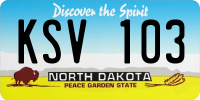 ND license plate KSV103