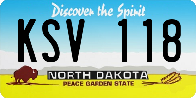 ND license plate KSV118