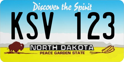 ND license plate KSV123