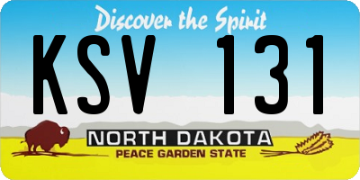 ND license plate KSV131