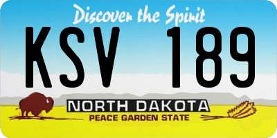 ND license plate KSV189